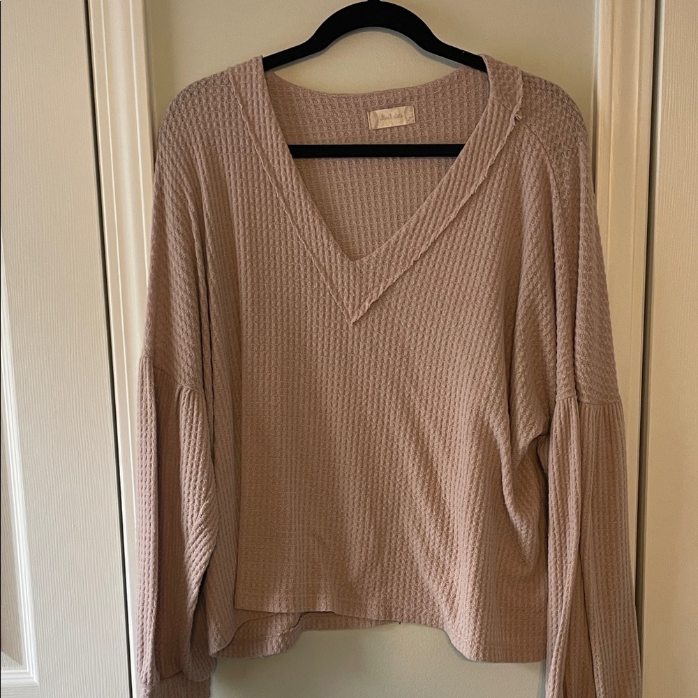 Altar'd State Beige Waffle Knit Top